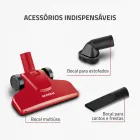 Três bocais vermelhos e pretos do Aspirador de Pó Mondial: multiúso, estofados e frestas