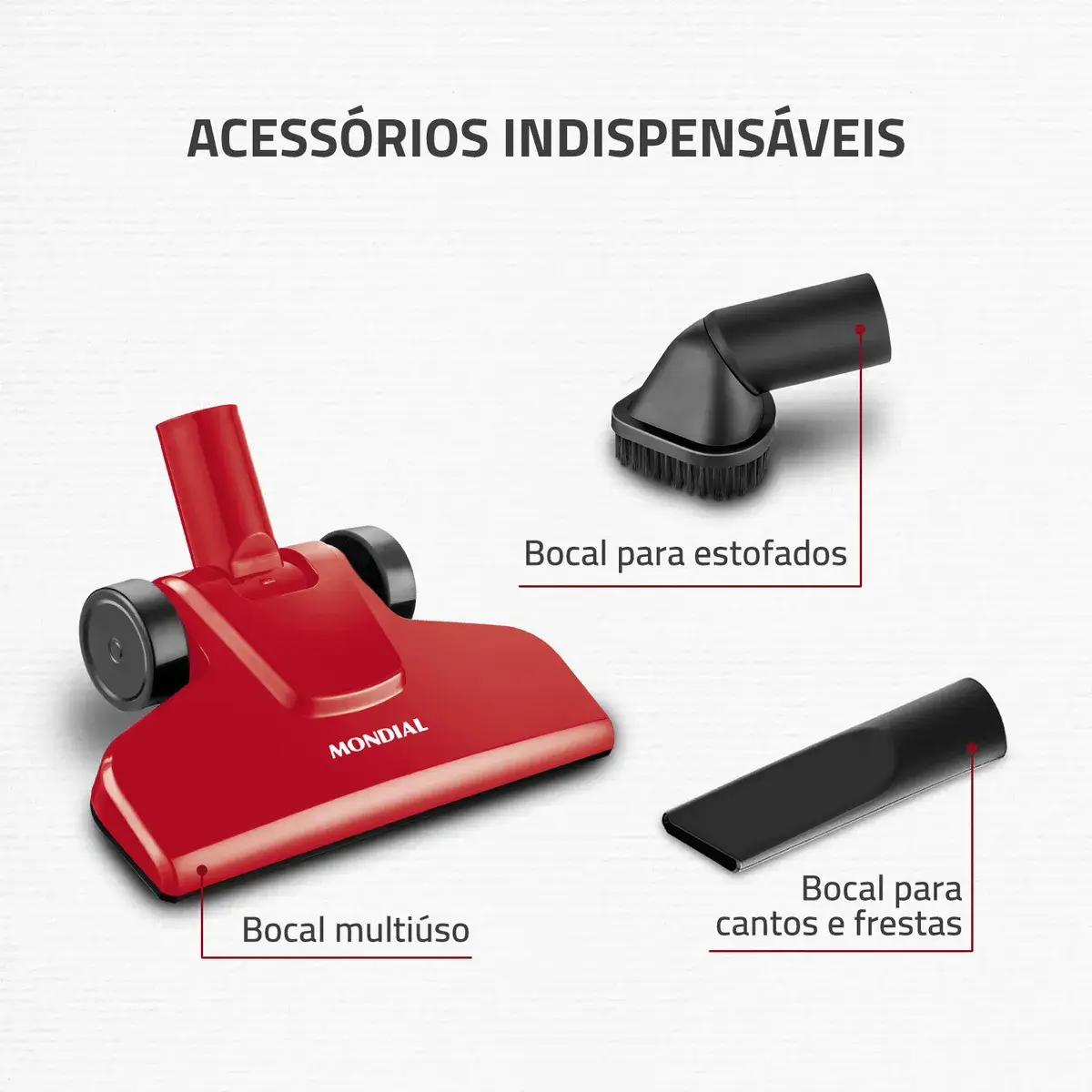 Aspirador Mondial limpando tapete felpudo