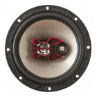 Alto Falante Bravox com borda preta, cone prateado e detalhe central vermelho