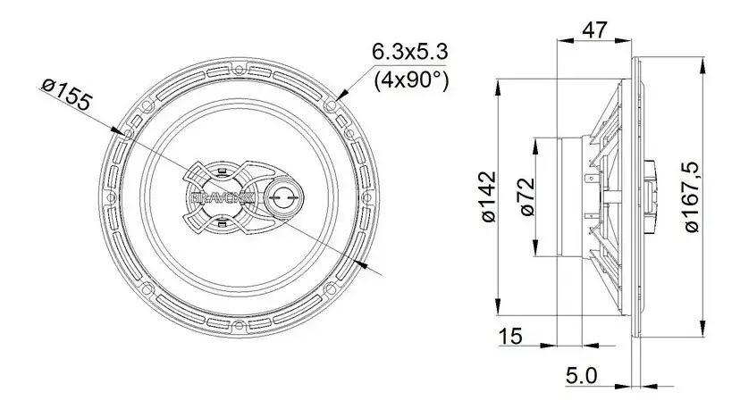 Vista Lateral Ímã e Carcaça