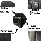 Bag de Entregador preta com bolso grande, fecho frontal, alças acolchoadas e pezinhos.