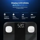 Balança Digital preta com display mostrando 52.0 kg e pads brancos