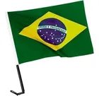 Bandeira do Brasil pequena, verde, amarela e azul, com mastro preto.