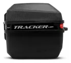 Baú Bauleto Tracker preto com logo branco e textura fibra de carbono