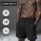 Bermuda Tactel Masculino preta com cordão e bolsos frontais