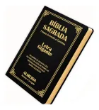 Biblia Sagrada Letra Gigante preta, capa dura, com harpa e detalhes dourados.