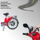 Bicicleta Elétrica Pop vermelha e guidão de scooter com chaves