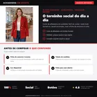 Infográfico editorial Achadinho: blazer feminino de alfaiataria social em poliéster, com botões frontais decorativos, mostrando pontos fortes, painel de cuidados antes da compra e barra de características da peça.
