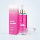 Frasco rosa Wepink Body Splash Infinity, caixa rosa e tampa branca.