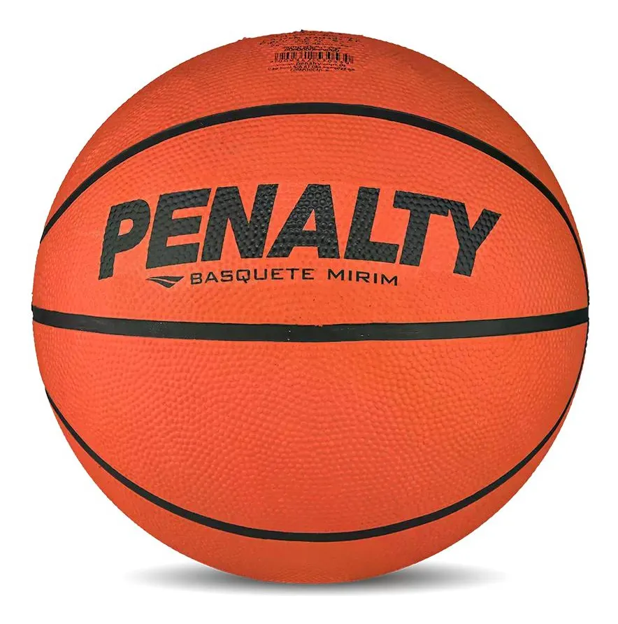 Bola de Basquete laranja com logo Penalty e linhas pretas.