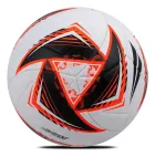 Bola de futebol branca com padrões pretos e laranja