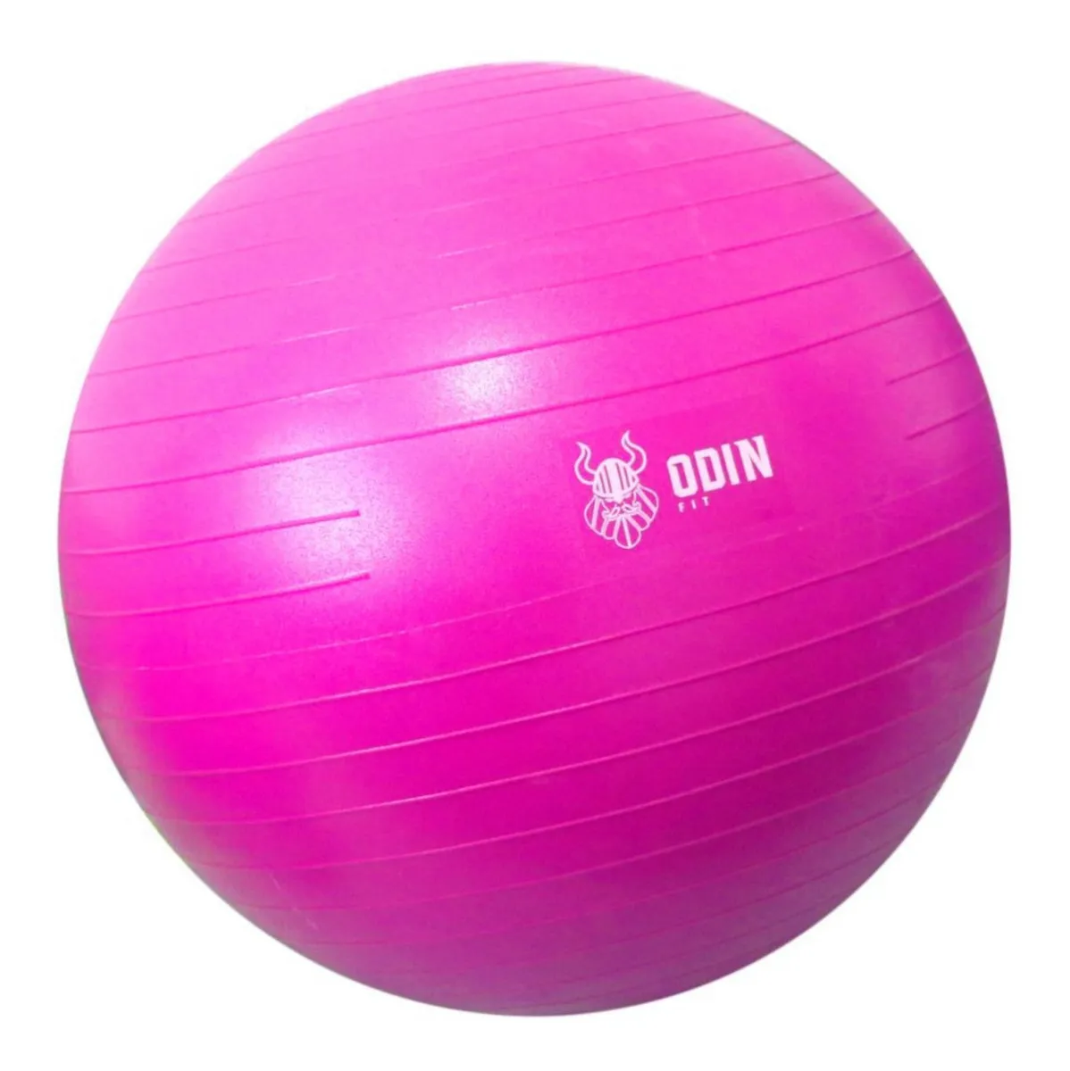 Bola Yoga rosa com logo Odin Fit e listras horizontais.