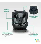 Cadeira de carro infantil Elite preta com redutores cinzas, cinto e apoio de cabeça