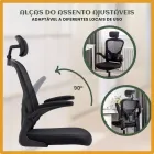 Cadeira de Escritório ergonômica preta com encosto reclinável e tela mesh.