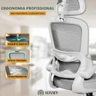 Cadeira Ergonômica Genebra Luvinco cinza com encosto em tela.