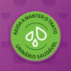 Selo verde Whiskas Alimento Úmido com gotas e texto 'trato urinário saudável'.