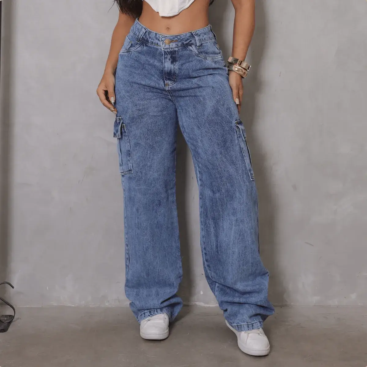 Calça Cargo Feminina Wide Leg