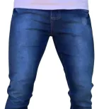 Calça Jeans Masculina azul escura com lavagem e bolso