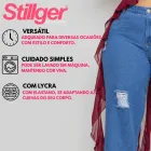 Calça Jeans Wide Leg azul feminina com rasgos na coxa