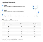 Tabela de medidas e instruções para Calça Skinny Preta Masculina.