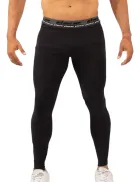 Calça Térmica masculina preta com cós cinza Placar, vestida em modelo.