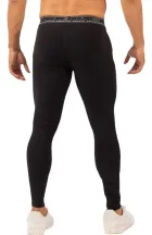 Calça Térmica masculina preta vista por trás, cós cinza com letras brancas.