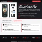 Infográfico editorial Achadinho: camera 360 Akaso com video 5.7K e foto de 72MP processada de dois sensores de 48MP; o 5.7K e a esfera e vira perto de 2K no video plano, nao e submergivel sozinha (usa case) e vem com MicroSD 64GB
