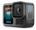 GoPro Hero 13 Black preta com tela frontal ligada.
