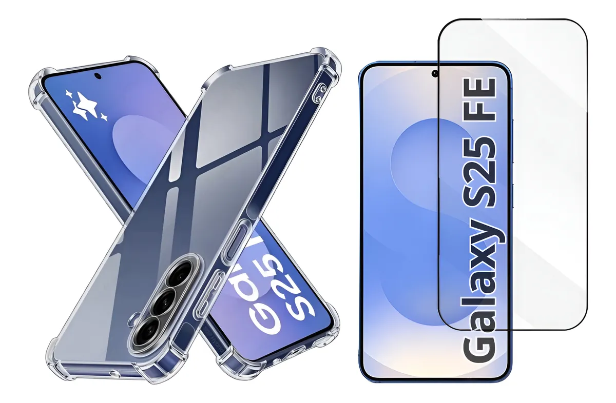 Duas capas capinhas transparentes e uma pelicula para Samsung Galaxy S25 FE