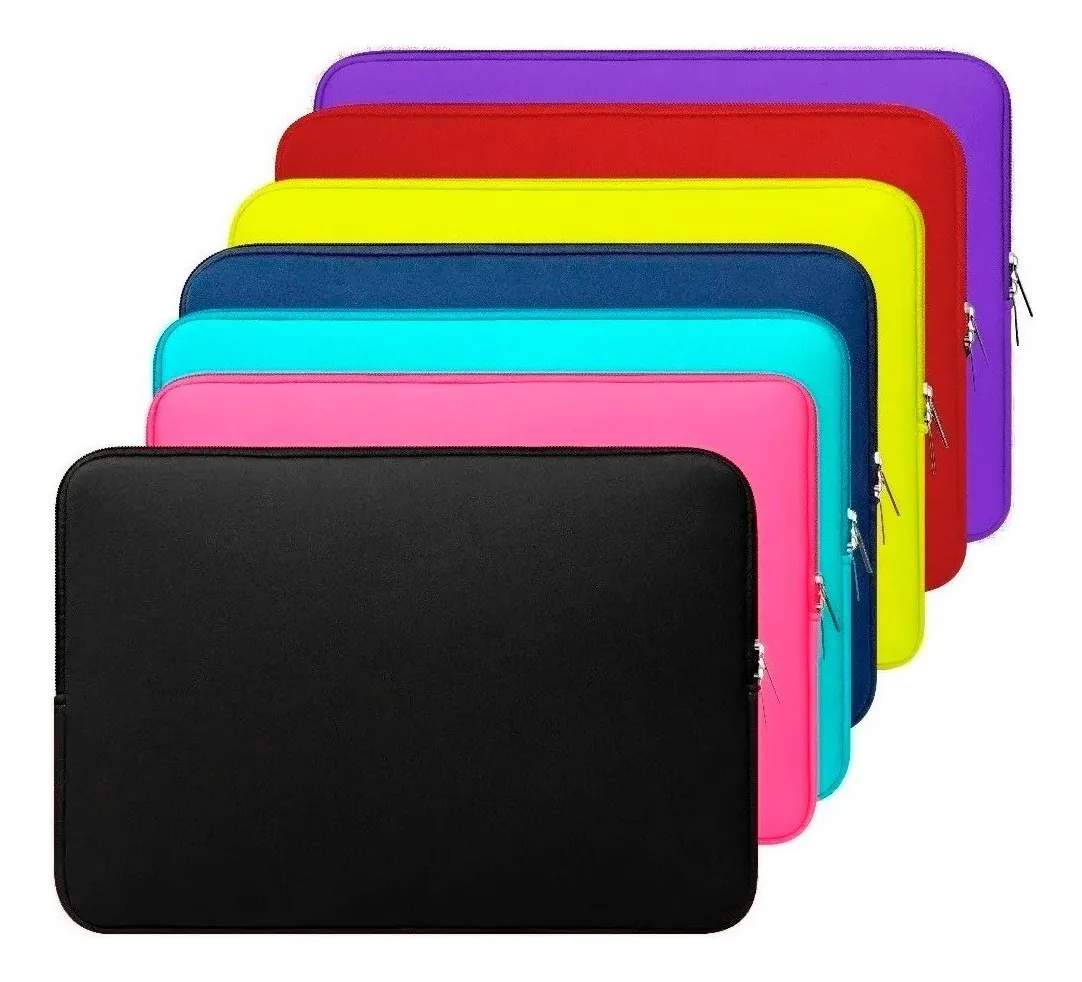 Pilha de capas notebook neoprene coloridas com zíper