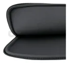 Capa notebook neoprene preta aberta, interior acolchoado escuro