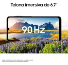 Celular Samsung Galaxy A07 preto com tela exibindo paisagem e 90 HZ