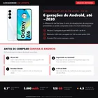 Infográfico da análise editorial Achadinho: Samsung Galaxy A16 4G (SM-A165M) 128 GB - 6 gerações de Android, tela Super AMOLED 90 Hz e bateria de 5.000 mAh