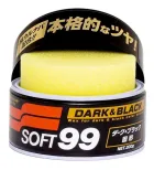Cera de Carnaúba Soft99 Dark & Black, lata preta com esponja amarela visível.