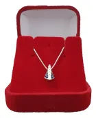 Colar Nossa Senhora Aparecida prateado e azul em caixa de veludo vermelha