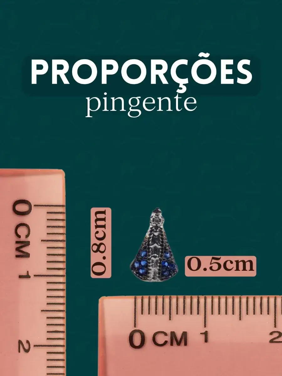 Medidas do pingente em escala