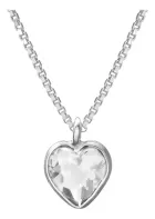 Colar Ponto de Luz prata com pingente de coração cristalino e corrente prateada