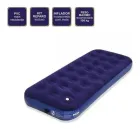 Colchão inflável Mor azul escuro com superfície ondulada e válvula branca.