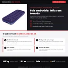 Infográfico da análise editorial Achadinho: colchão inflável solteiro Mor (ref. 9071) com inflador de fole manual embutido, 1,85 x 0,76 m, até 100 kg e kit de reparo