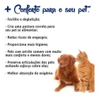 Cachorro marrom e gato laranja, benefícios visíveis do comedouro elevado.