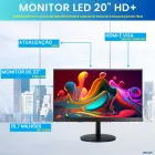 Monitor 20 preto com tela exibindo imagem abstrata colorida.