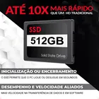 SSD 512GB preto com etiqueta branca e texto vermelho para computador gamer