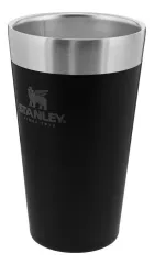 Copo Térmico de Cerveja Stanley preto fosco com aro prateado e logo