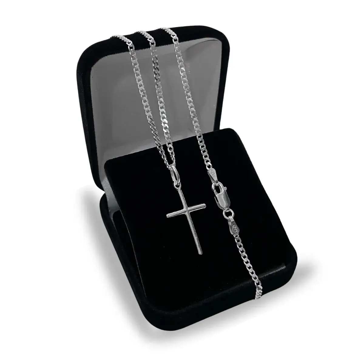 Corrente de Prata 925 Masculina + Crucifixo