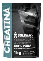 Pacote preto e verde de Creatina Monohidratada 1kg Soldiers Nutrition