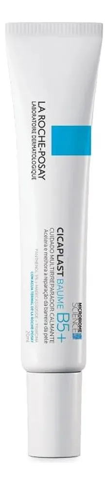 Creme Cicaplast Baume B5+ em tubo branco com detalhes azuis.