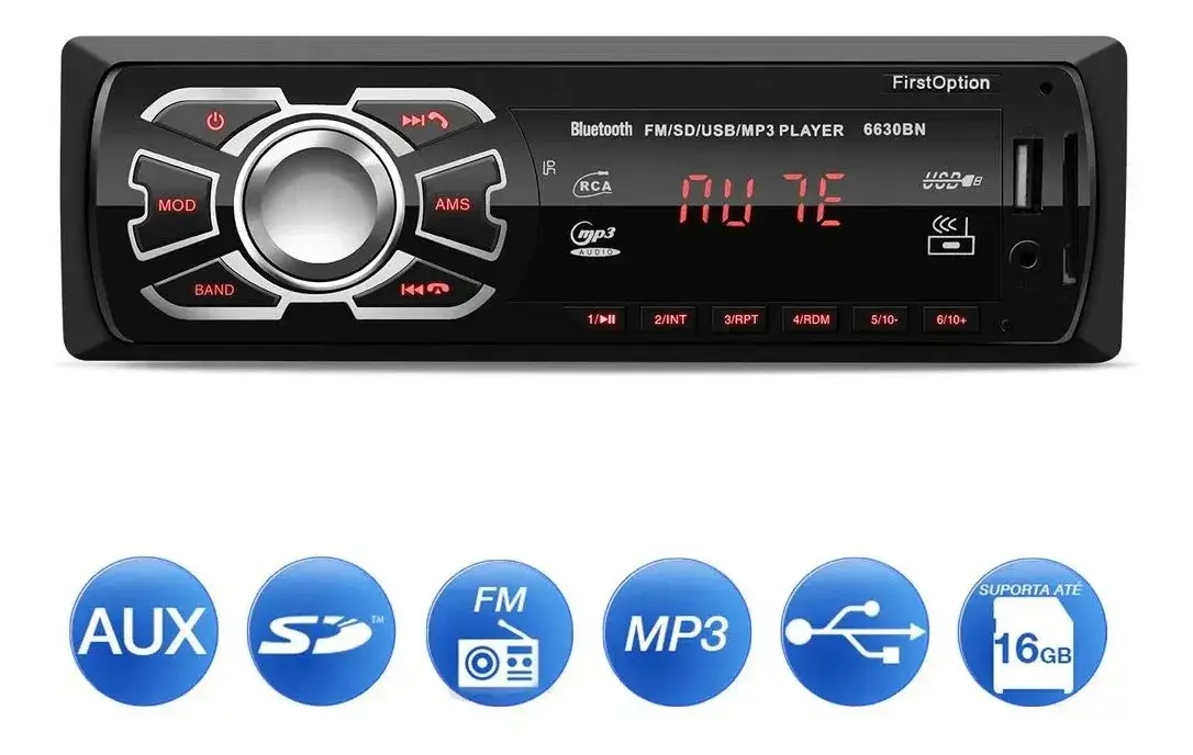 Rádio First Option Instalado no Painel do Carro