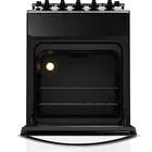 Fogão 4 Bocas Brastemp preto, forno aberto com luz acesa