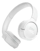 Fone de Ouvido JBL Tune 520BT branco, com logo JBL e botões.