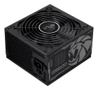 Fonte de alimentação Gamemax GS600 preta, com grade da ventoinha e logo.